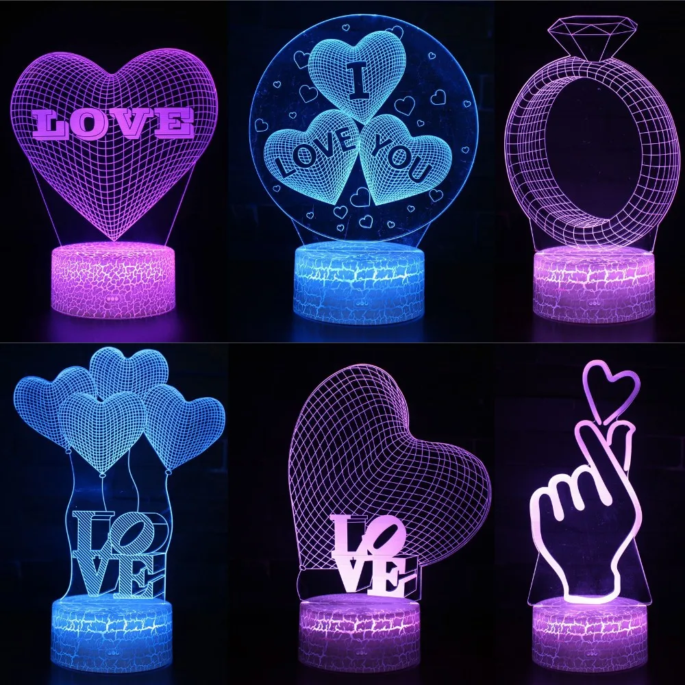 

3D Night Light LOVE LED gift lamp Bedroom Dormitory Table Lamp Holiday Birthday Gift Love Proposal Baby Sleep Light Decor