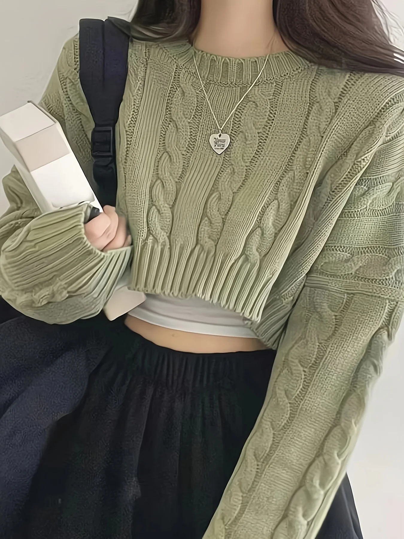 Женский вязаный свитер с круглым вырезом повседневный удобный и элегантный |