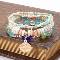 4pcsset evil eye combination bracelet for women girl bohemia eye shell pendant chain bracelet set jewelry gifts wholesale price