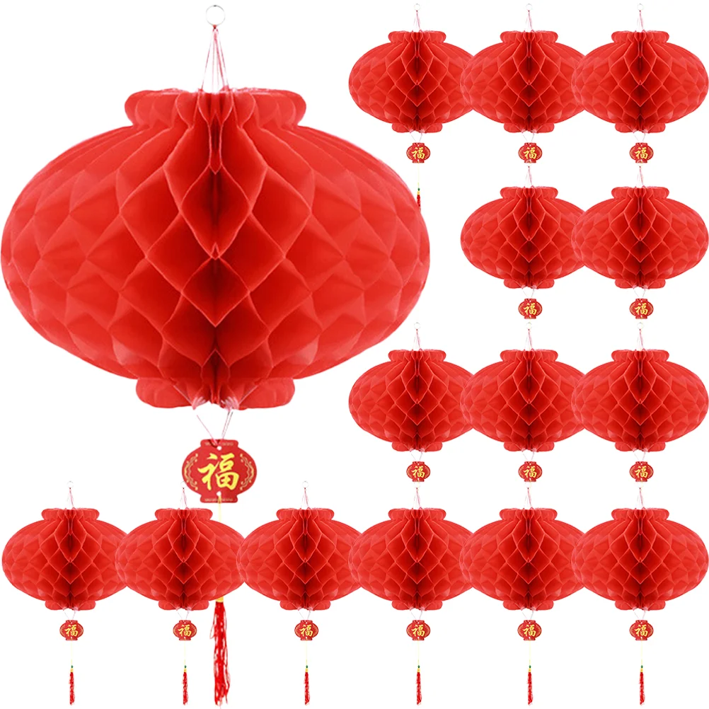 

25Pcs Decorative Exquisite Delicate Red Chinese Lanterns Chinese Festival Lanterns 3D Red Lanterns Paper Lanterns