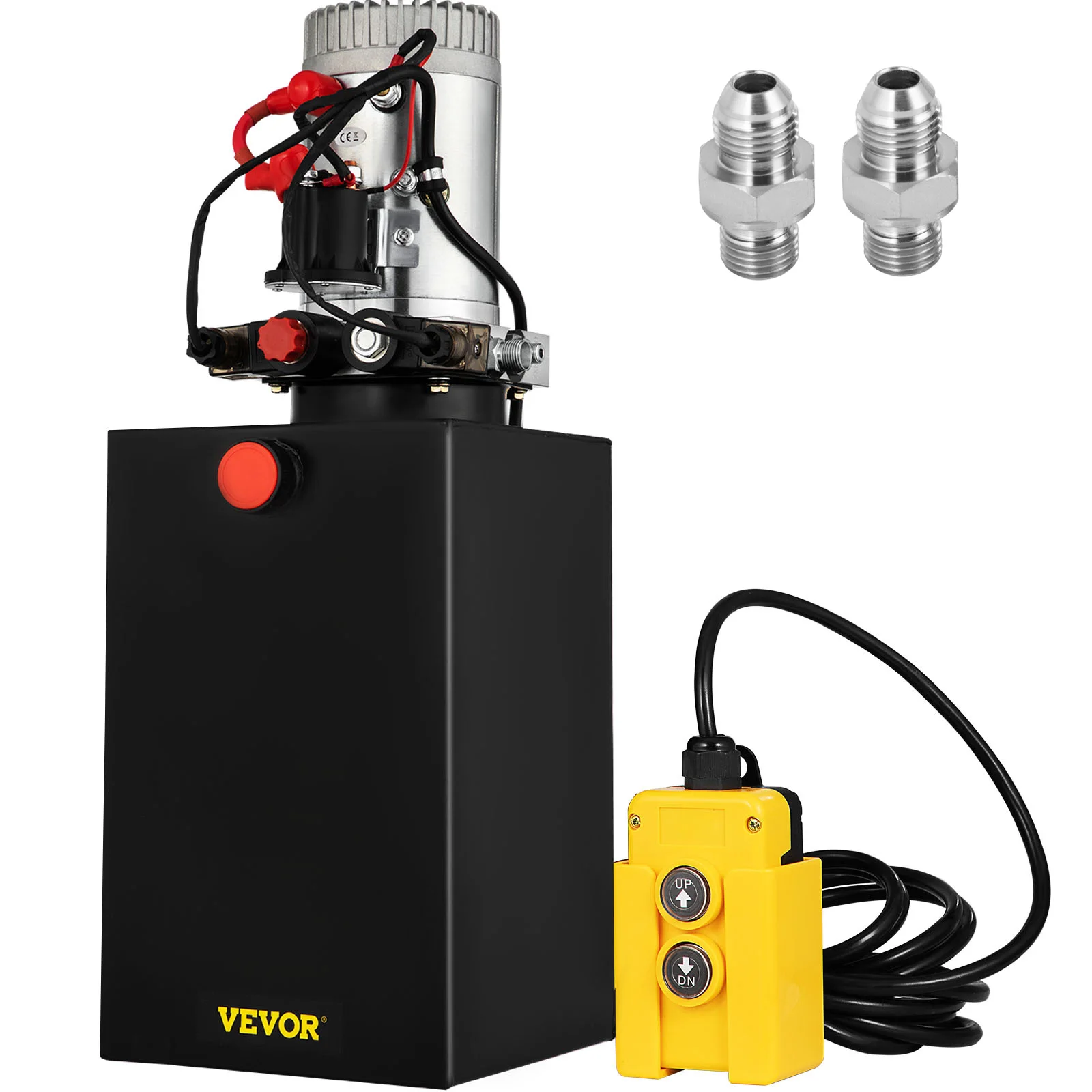 

VEVOR 12V DC Hydraulic Pump Double Acting With 15 Quart Steel Oil Tank Dump Trailer Car Jake Lifting Power Unit