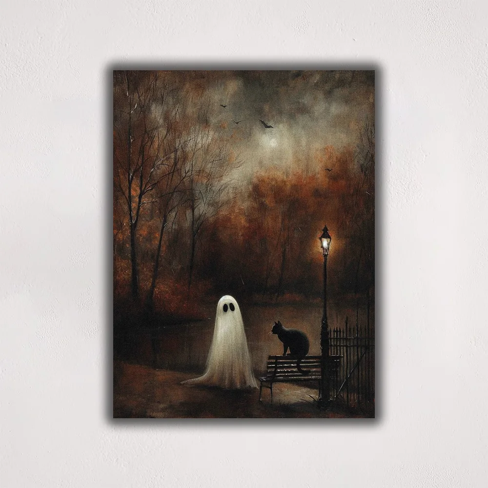 1 шт. импс на Хэллоуин кот призрак современный холст водонепроницаемая картина