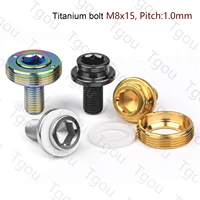 tgou titanium bolt m8x15mm square hex screws w dust cap gasket for pass brompton bottom bracket bike ti parts 1pcs