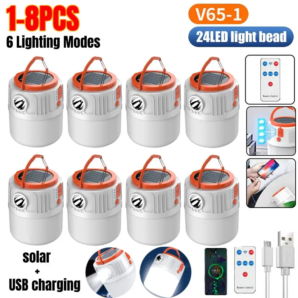 

LED Solar Charging Light Energy-saving USB V65 Light Bulb Night Market Lamp Mobile Outdoor Camping Power Outage Emergency Lamp
