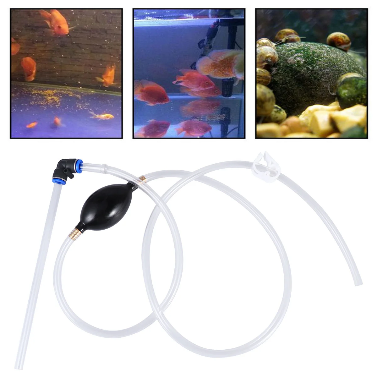 

1 Set of Fish Tank Aquarium Cleaner Nontoxic Plastic Durable Attaching Clamp Gravel Water Filter for Water Changing Aquarium