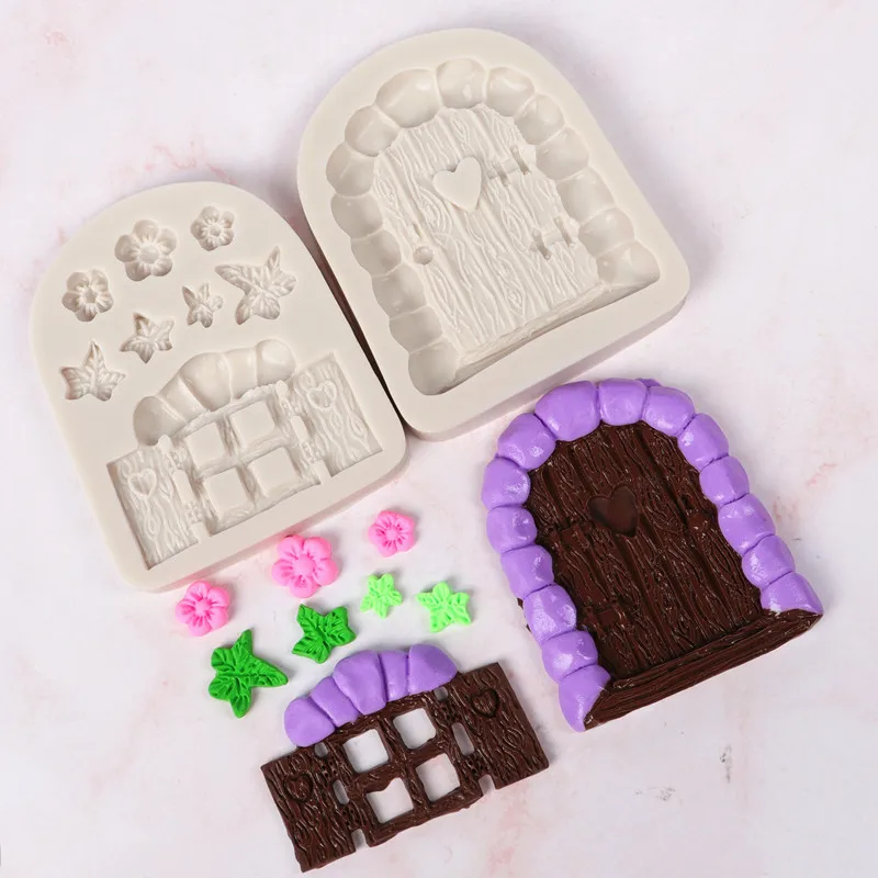

Cartoon Wood Door Polymer Clay Mold DIY Pottery Ceramic Clay Modeling Silikon Form Resin Moulds Silicone Molds for Gypsum
