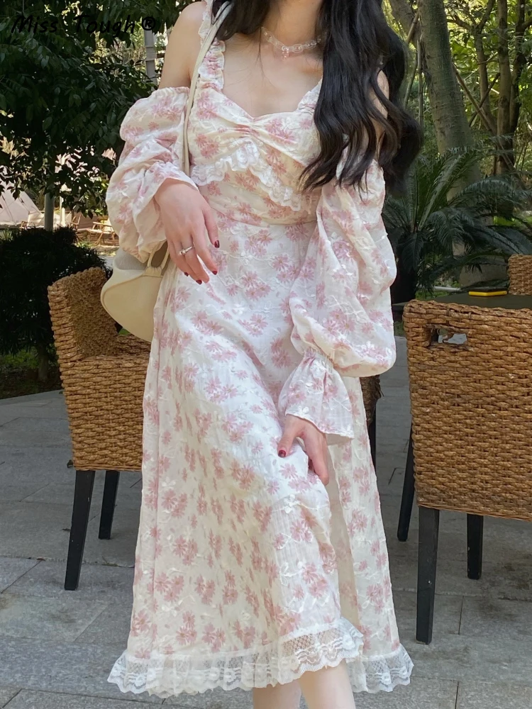 Милое французское платье с цветочным принтом элегантные праздничные платья миди