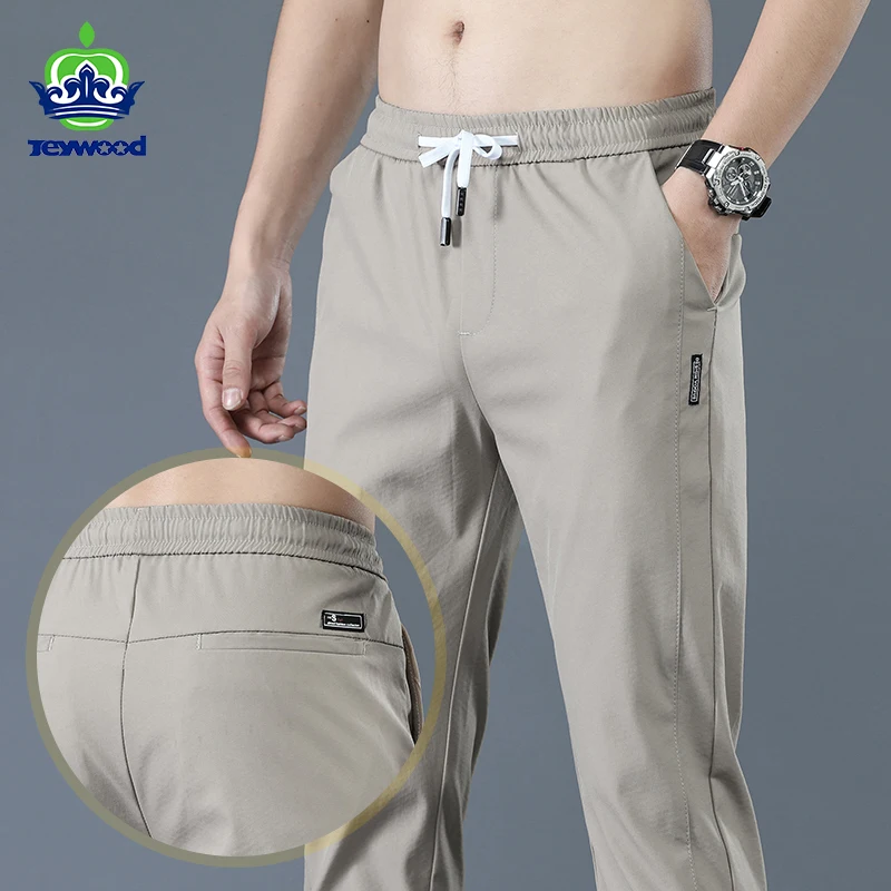 Jeywood Brand New Spring Summer Men's Casual Pants Slim Pant Straight Thin Trousers Male Fashion Stretch Khaki Jogging 28-38