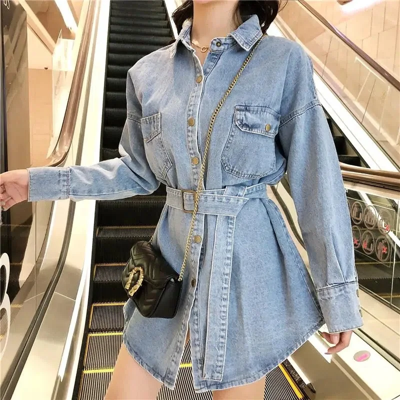 

Women Denim Jacket Feminine Spring Autumn Cowboy Shirt Jacket Jeans Coat Long Sleeve Outerwear Female Veste Femme