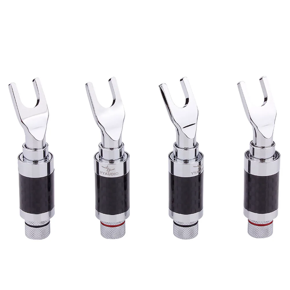 

Audiophile Banana Plug Carbon Fiber Rhodium Plated Speaker Terminal Y/U Fork Plugs HiFi Audio Adapter Spade Fork Banana Socket