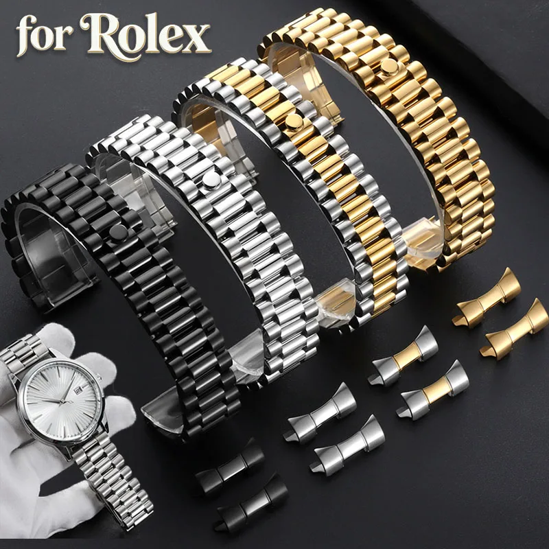 Фото Ремешок для часов из нержавеющей стали 304, 20 мм, 21 мм, 22 мм, для Rolex, металлический ремешок DATEJUST, браслет с изогнутым концом, браслет со складной пряжкой №1