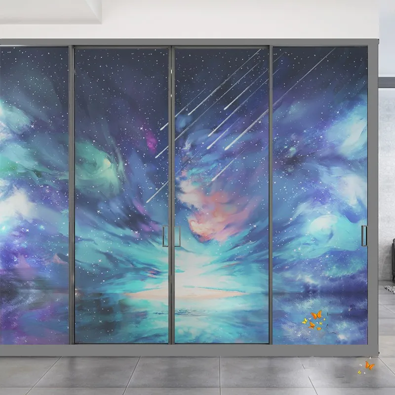 

Brilliant Starry Sky Glass Decal, Balcony Toilet Doors and Windows, Prevent Pernext to Light, Opaque Static Electricity