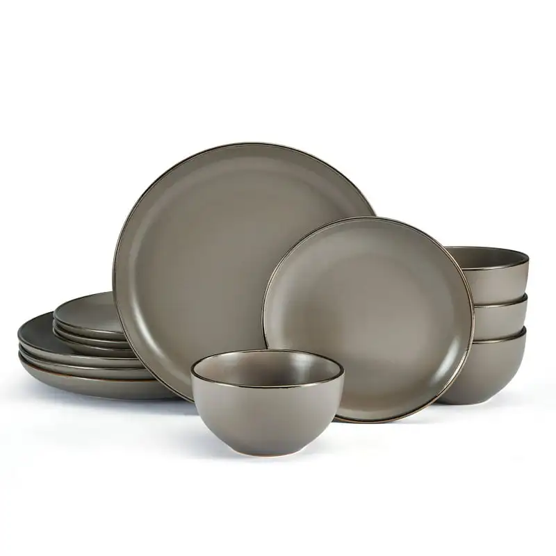 

Набор посуды из 12 предметов серого цвета