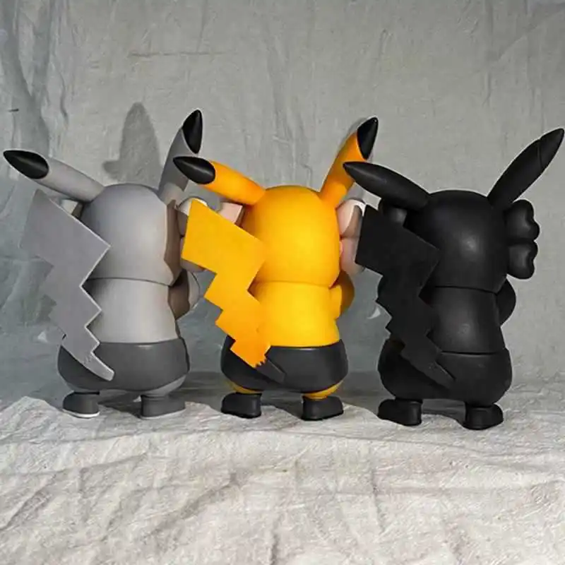 

10cm TAKARA TOMY Pikachuu Tide brand KA & W Yellow black gray Model figure Car decoration kids birthday toy Surprise gift