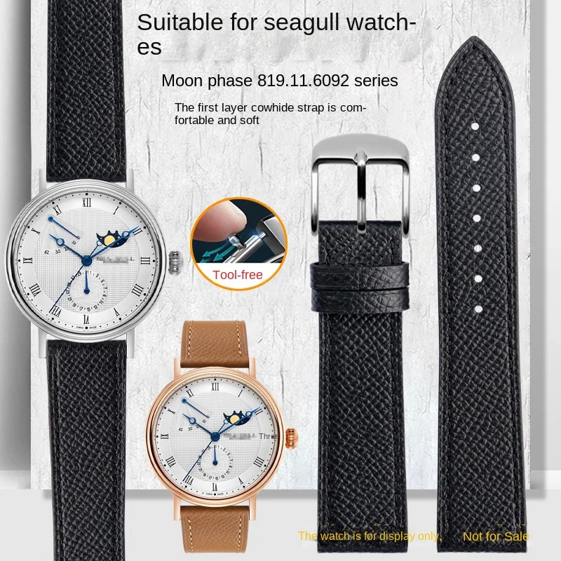 

Ремешок из воловьей кожи для мужских и женских часов, браслет с морским компасом, подходит для Seagull Moon Phase 819.11.6092, аксессуары 20 мм