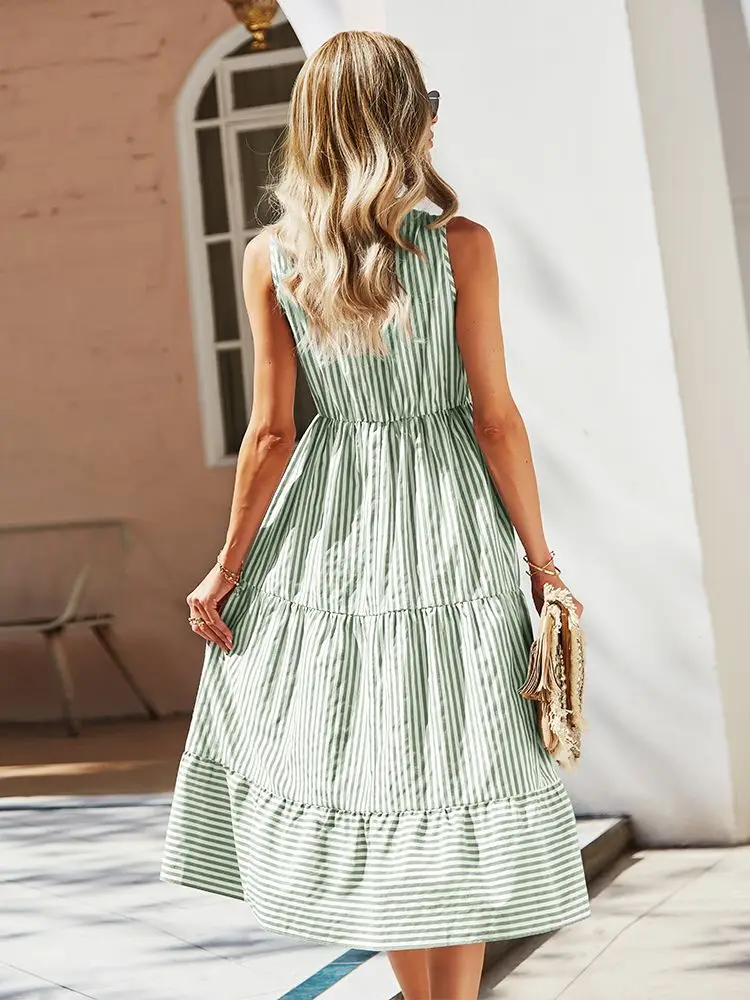 APIPEE женское винтажное летнее платье-рубашка в стиле бохо без рукавов