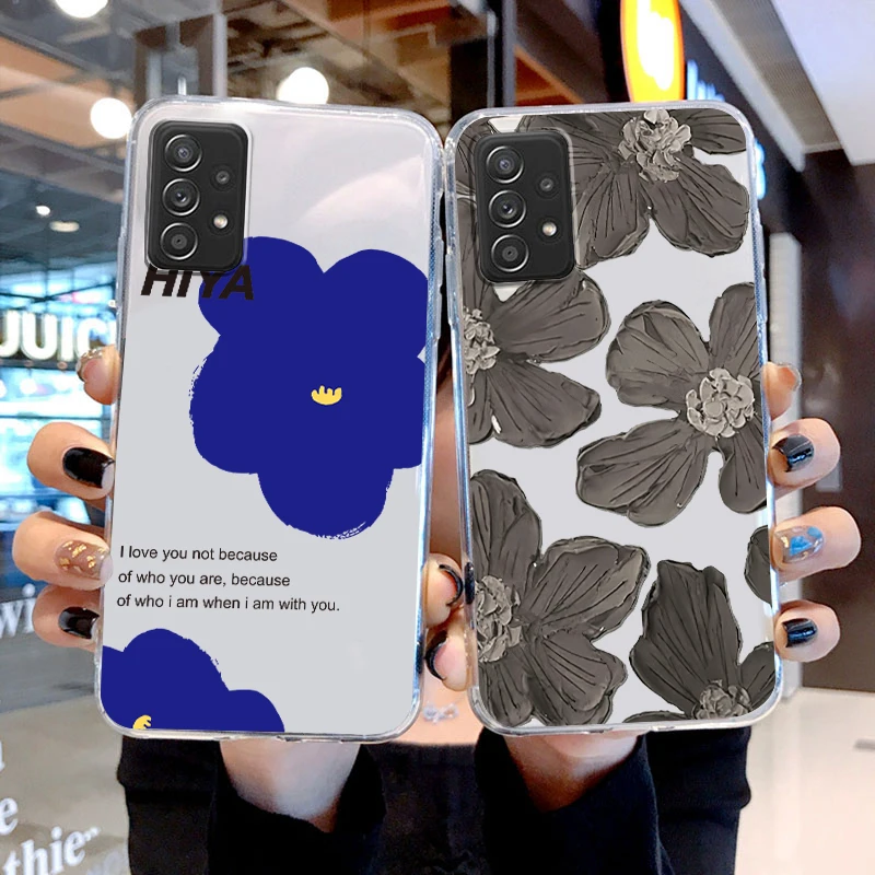 

Luxury Beautiful Flower Butterfly For Samsung A73 A72 A71 A53 A52 A51 A42 A33 A32 A23 A22 A21S A13 A12 Transparent Phone Case