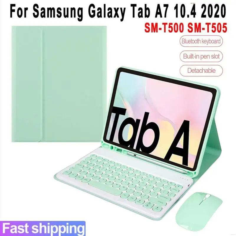 

Чехол для Samsung Galaxy Tab A7 10,4 2020, чехол для клавиатуры, Женский чехол из искусственной кожи, Bluetooth-клавиатура, чехол с мышью
