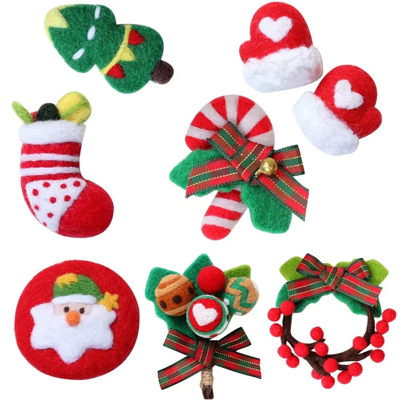 

MIUSIE DIY Handmade Wool Felt Material Package Set Non-Finished Christmas Decorate Wreath Brooch Wool Felting Needle Kit