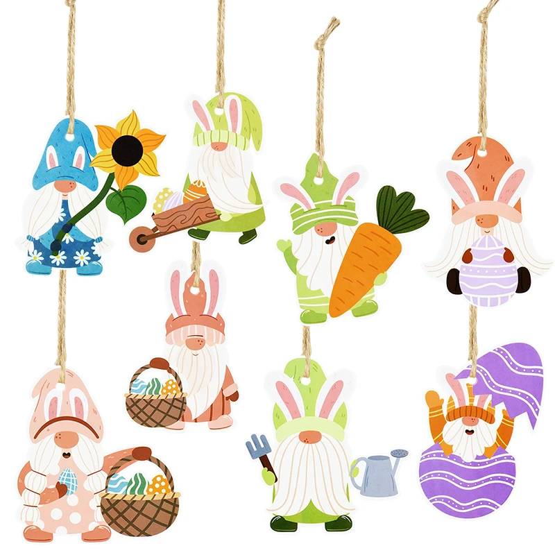 8Pcs Bunny Faceless Dwarf Easter Egg Wiszące zawieszki Ozdoby Wesołych Świąt Wielkanocnych Dekoracja do domu DIY Craft Decor Supplies
