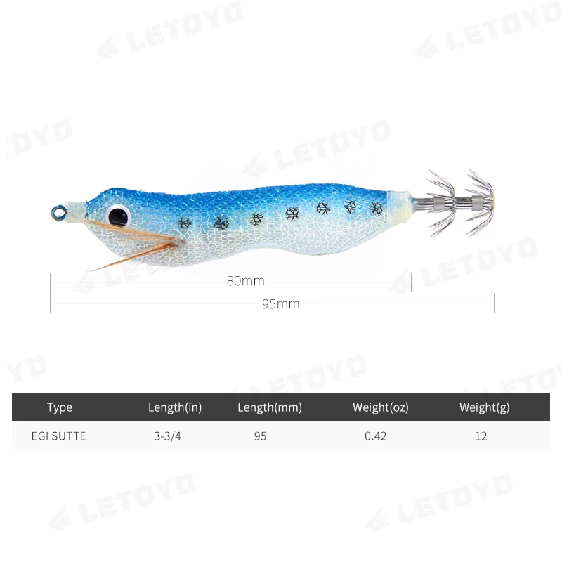 LETOYO Flashing LED Squid Jig Lures 80mm 12g Auto Luminous Eging Fishing Cuttlefish Jigs Glow Octopus Jig Egi Fishing Squid Lure