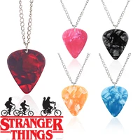 stranger things eddie munson necklace guitar pick pendants necklace color geometric choker jewelry for women men gifts
