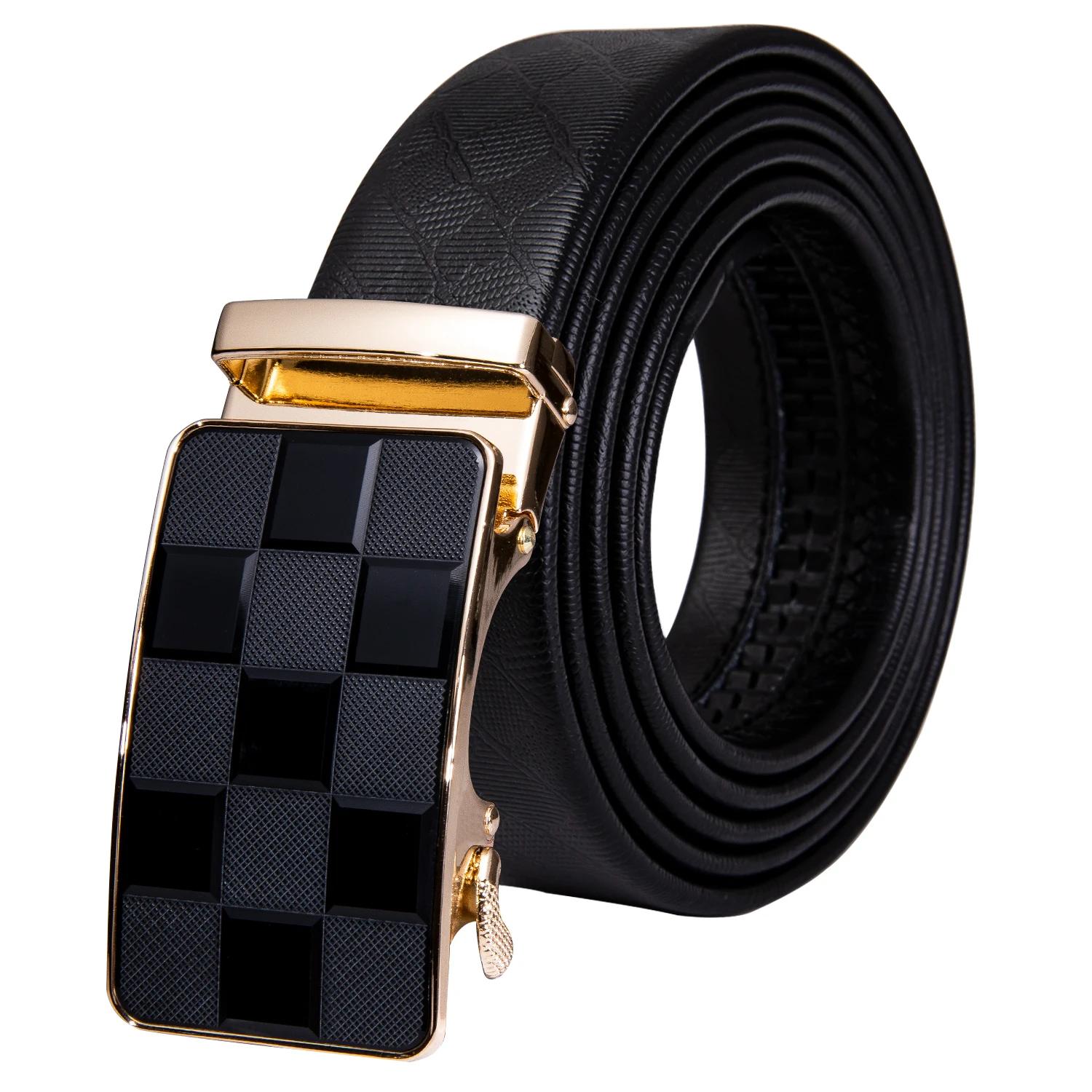 

Fashion Men Belt Designer Luxury Genuine Leather Men Belt Leader Black Cowhide Automatic Metal Buckle Gift Barry.Wang DK-2177