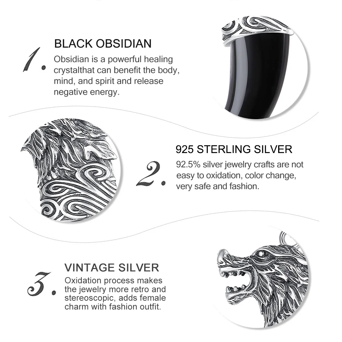 Eudora ожерелье из стерлингового серебра 925 пробы с волком для женщин и мужчин