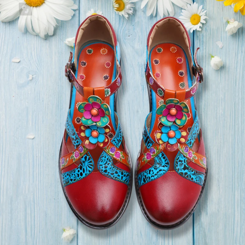 Koznoy/летние женские туфли-лодочки из натуральной кожи в этническом стиле размеры 3