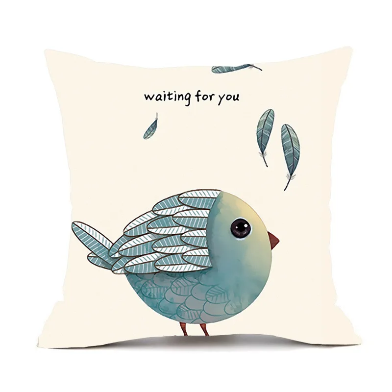 

American Personalized Country Vintage Hand-painted Flowers Birds Linen Sofa Pillow Mediterranean Scandinavian Car Cushion Cover