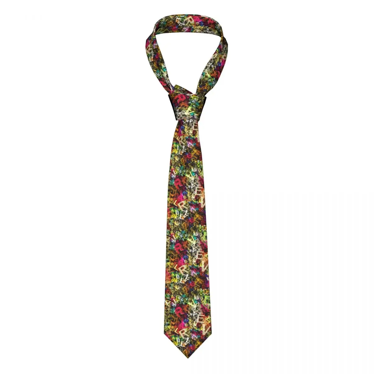 

Colorful Letter Print Tie Alphabet Art Business 8CM Neck Ties For Men Accessories Shirt Design Cravat