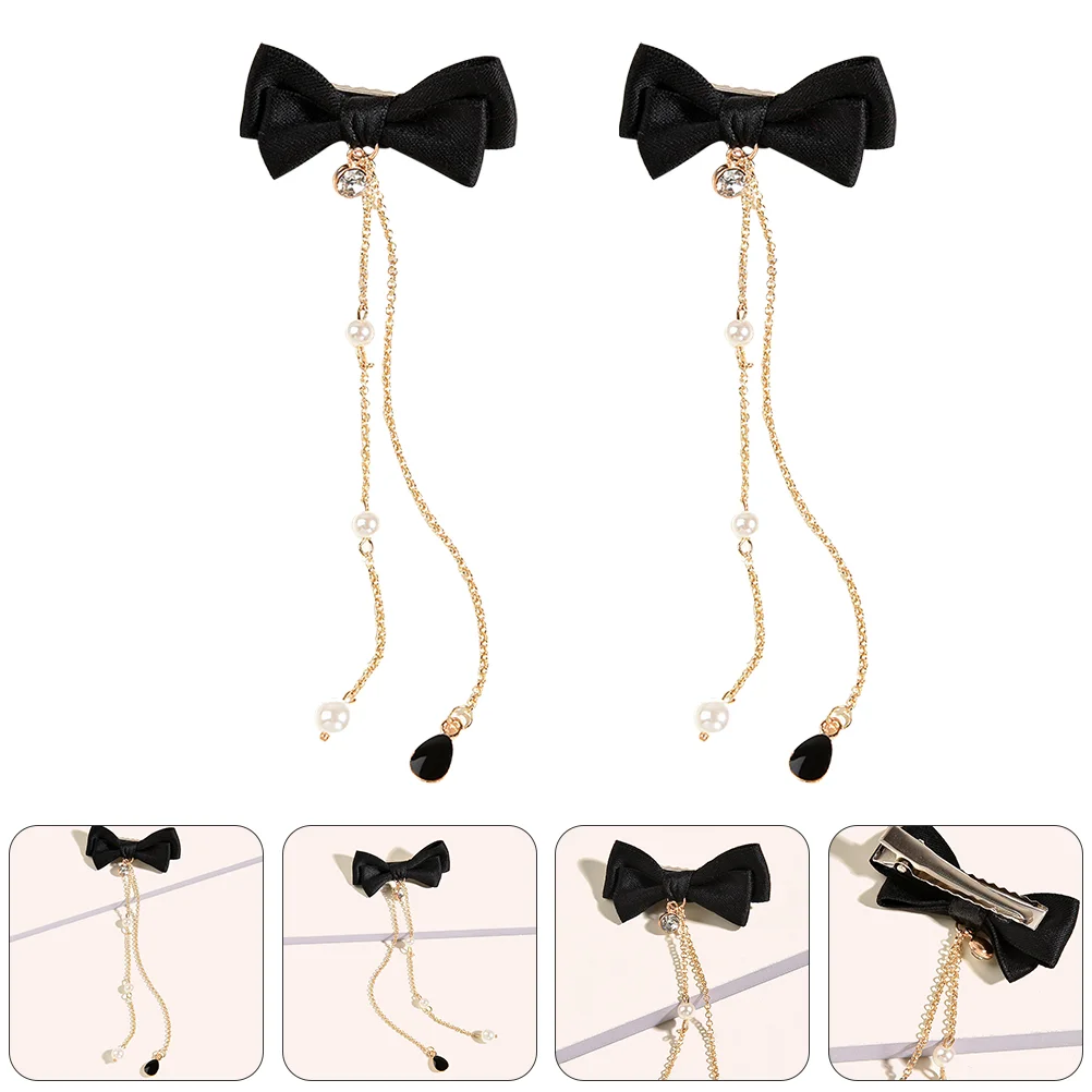 

Hair Clip Bowknot Chain Dangle Headwear Hairpin Barrette Decorative Bride Tassel Drop Claw Headdress Kids Bow Headbands