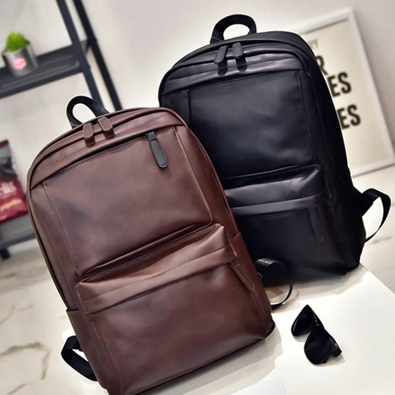 

2023 Couples New Style PU Leather Backpack Double Bib Horizontal Pull Backpack Computer Bag Men's Bag Men's Backpack