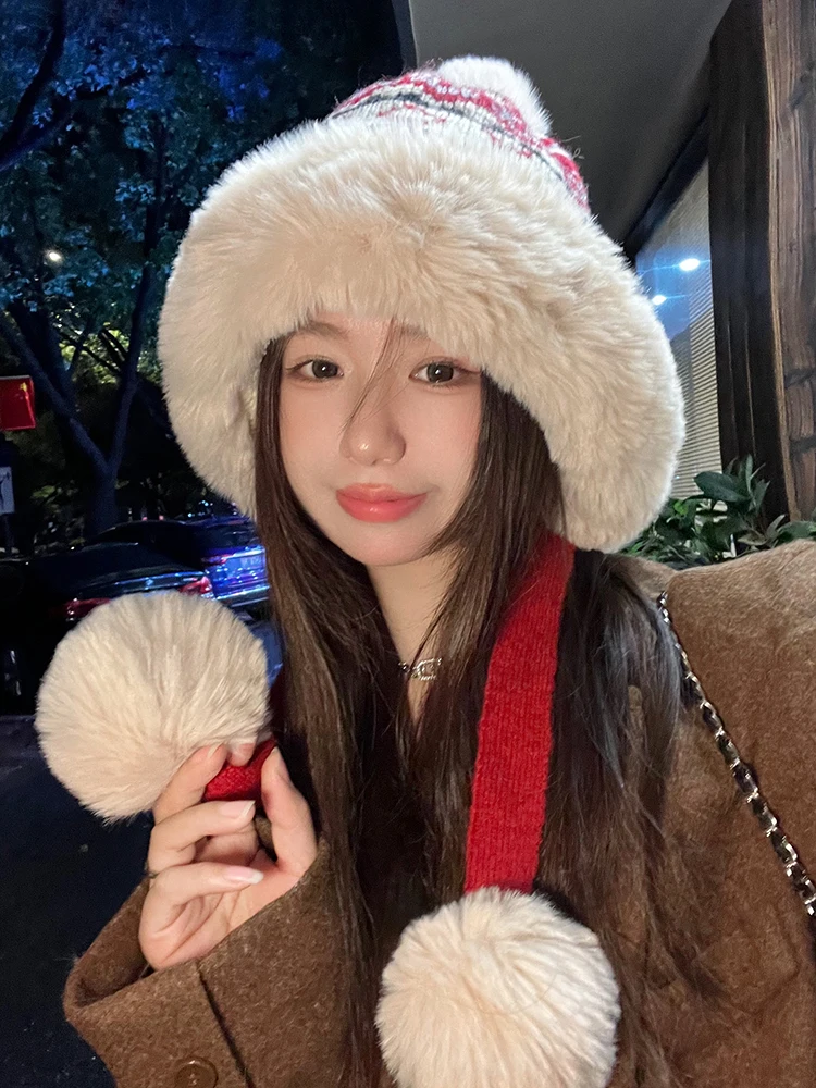 Корейская шапка Sle Lei Feng женская осенне-зимняя утолщенная шапка-ушанка теплая