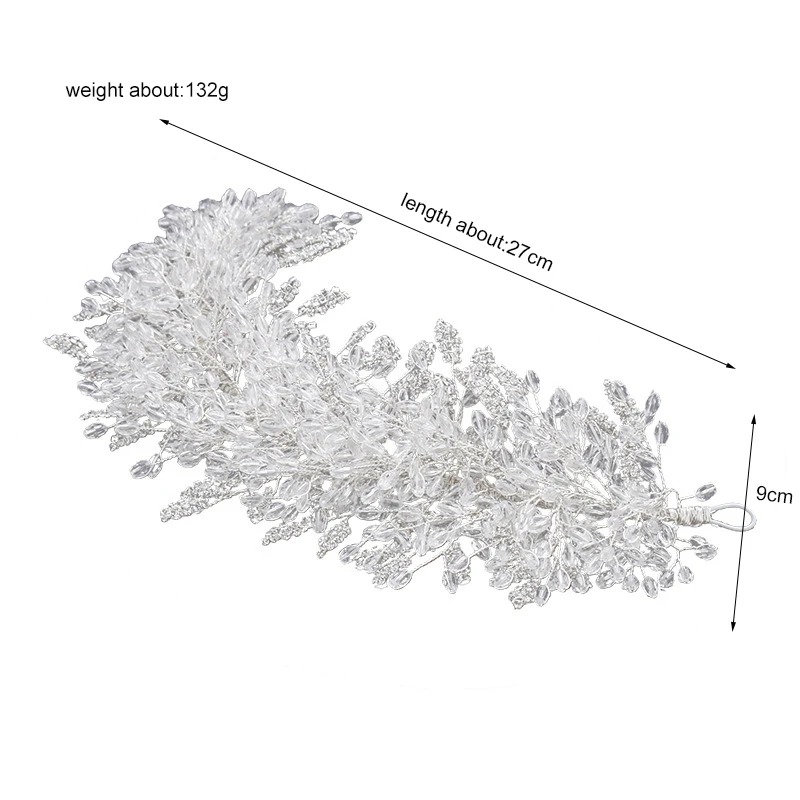 Baroque women white crystal handmade beaded rhinestone bridal crown rhinestone wedding hair accessories handmade accessories