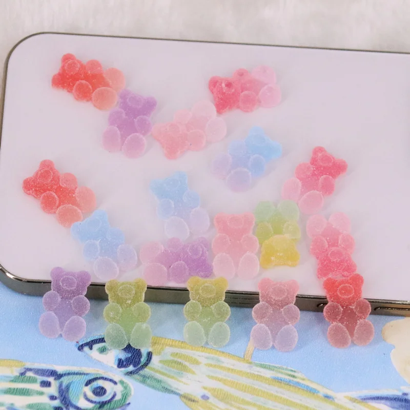 

10pcs 3D Resin Kawaii Nail Charms Cute Gradient Jelly Bear Ornament Nail Decorat Parts DIY Manicure Design Professional Supplies