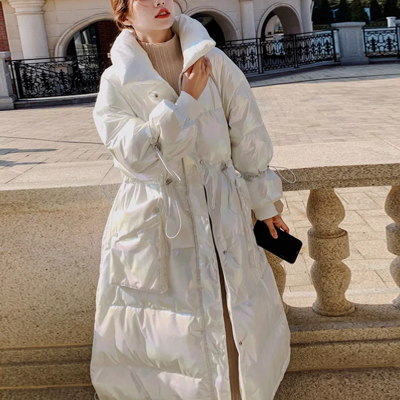 2023 New Women Winter Down Padded Jacket Korean Fashion Loose Cotton Coat Female X-Long Overcoat Slim Warm Outwear Parkas Loose