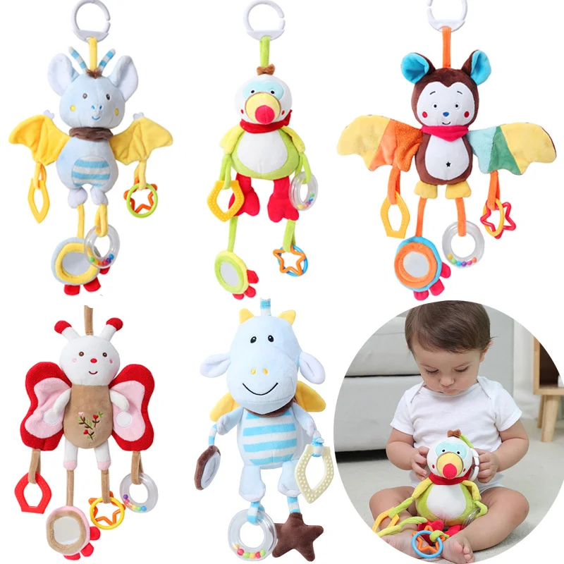 

Newborn Baby Rattles Plush Stroller Cartoon Animal Toddler Toys Baby Mobiles Hanging Bell Educational BabyToys 0-24 Months