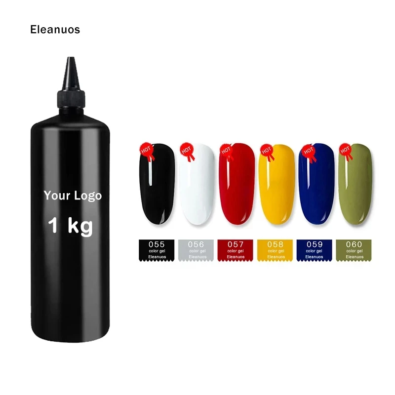 Eleanos Super Quality 1KG Wholesale Nail Gel Polish Black White Color Gel Soak Off UV LED Gel  Big Capacity Red Yellow Varnish