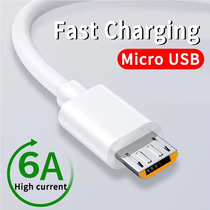 

Micro USB Cable 6A Fast Charging Wire For Xiaomi Redmi 7 Note 5 Samsung Andriod Mobile Phone Data Cord 1M 1.5M 2M