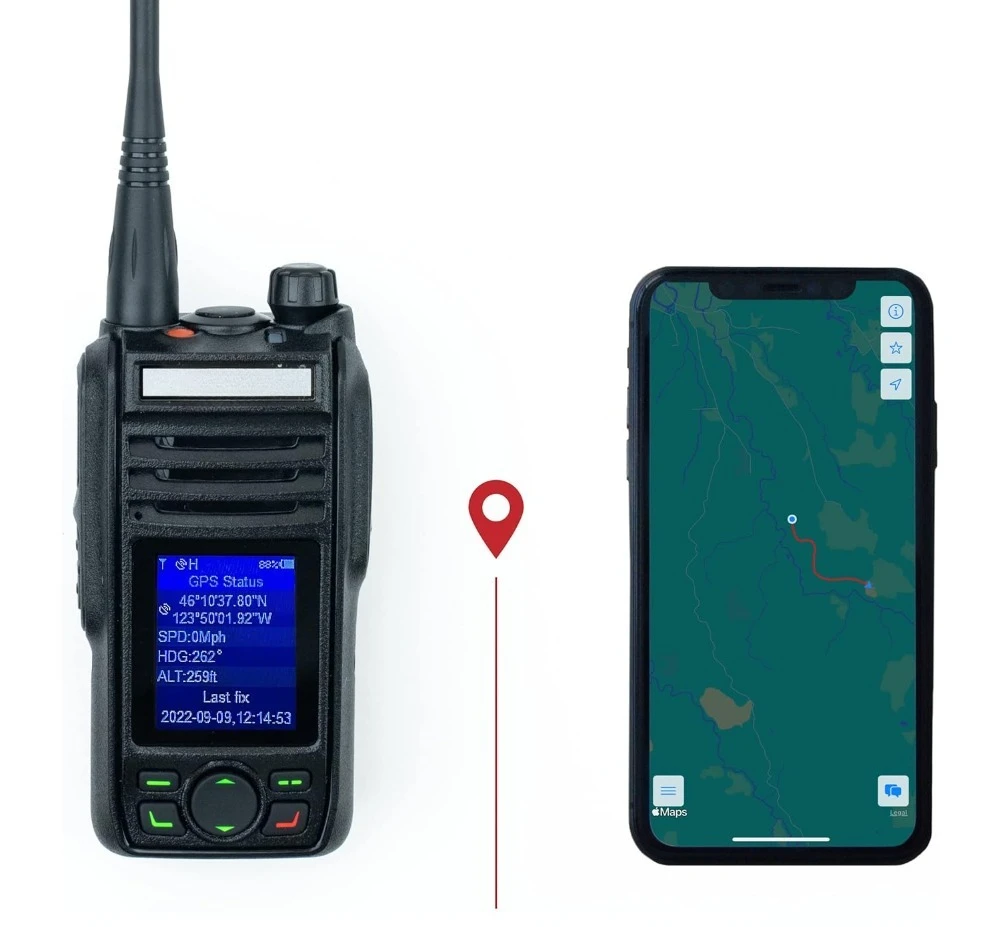 Bluetooth GPS VOX Рация с функцией текстовой связи, NOAA, компасом, двухдиапазонным сканером, доставка вне территории США, 5W, большая дальность, GMRS, двухсторонняя связь, IP67, водонепроницаемая. (art.: 3920db69de46d) - 3920db69de46d