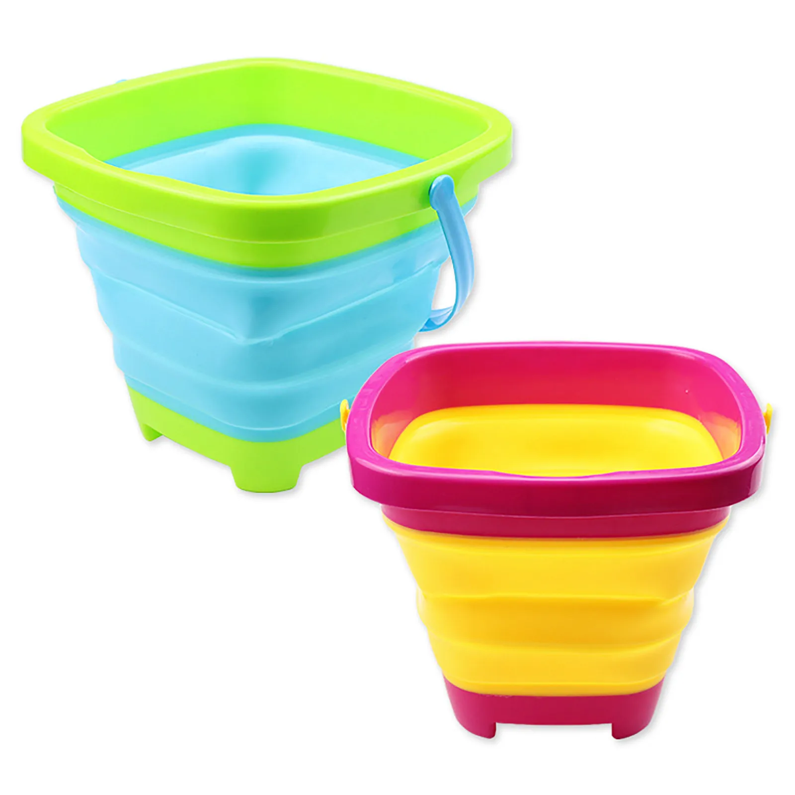 

1pc Portable Children Beach Bucket Sand Toy Foldable Collapsible Plastic Pail Multi Purpose Summer Party Playing Storage