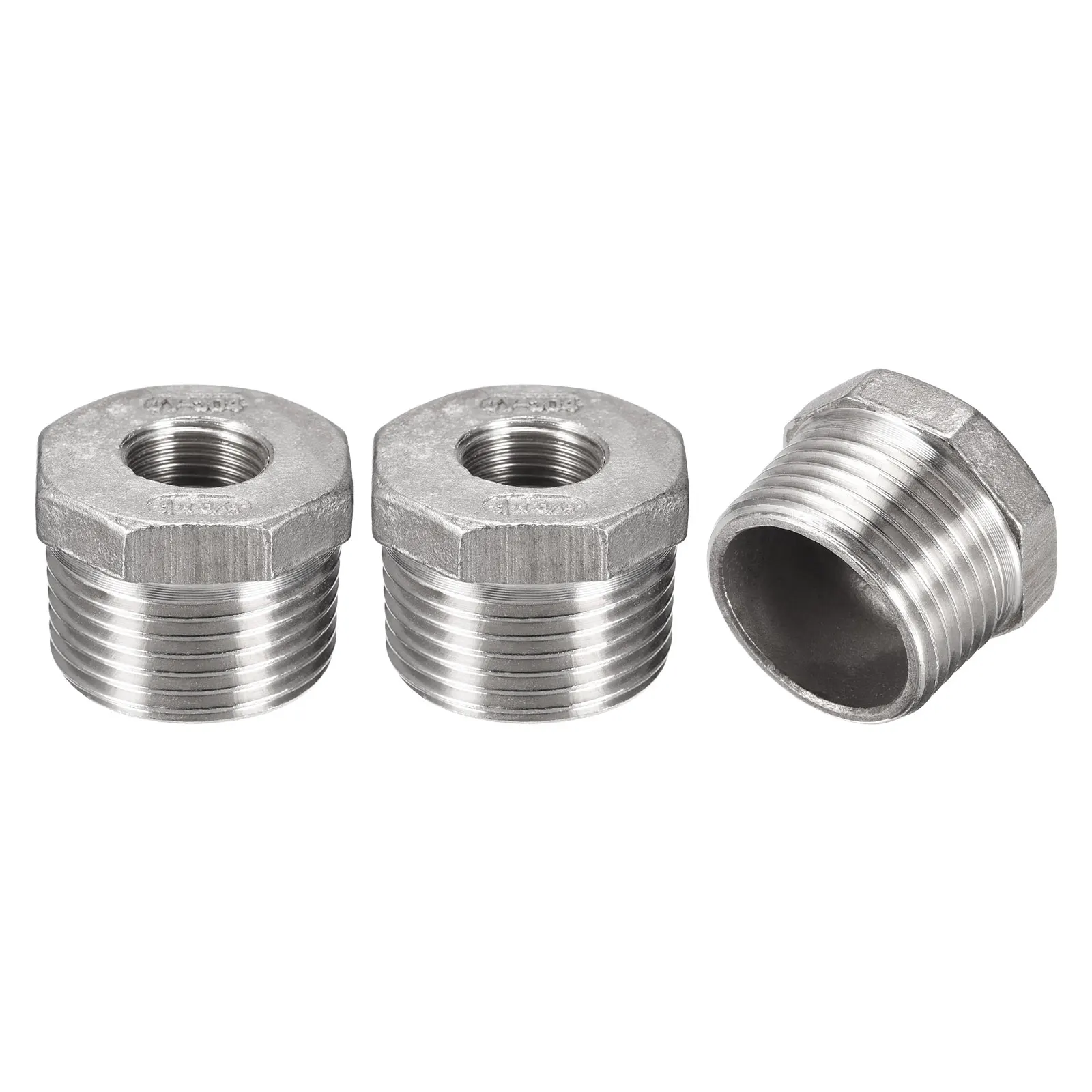 

Uxcell Hex Reducing Bushing, 1 PT Male to 3/8 PT Female 304 Stainless Steel Pipe Fitting Reducer Adapter, Pack of 3