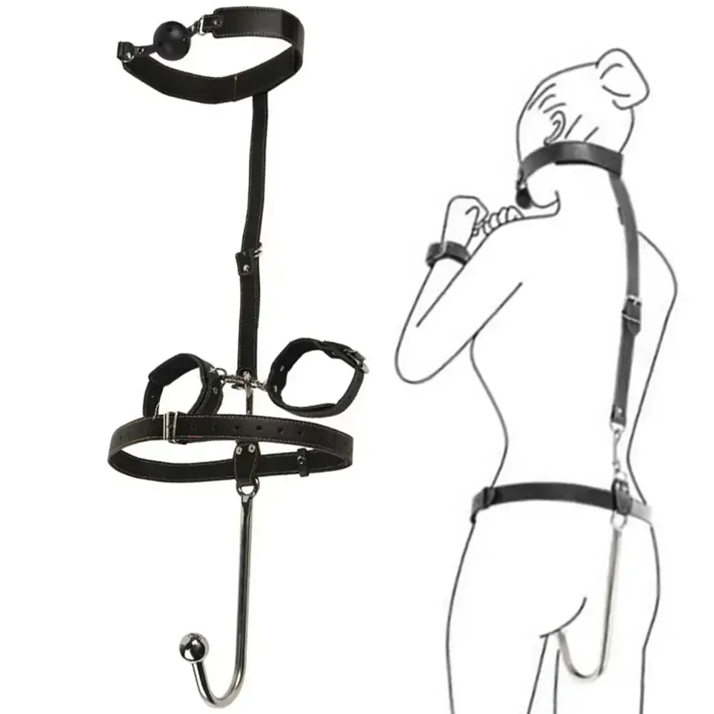 БДСМ наручники анальный крючок заглушка для рта воротник рабский бондаж