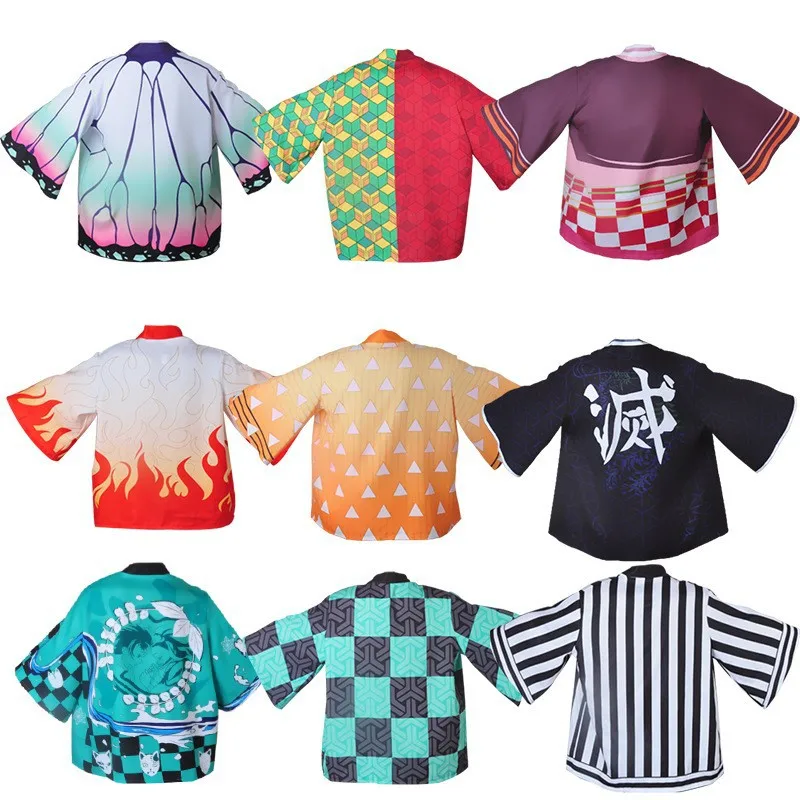 

Adult kid Summer Casual Cool Streetwear cloak Demon Slayer Kimetsu no Yaiba Print Japanese Anime Kimono Haori Yukata Cosplay