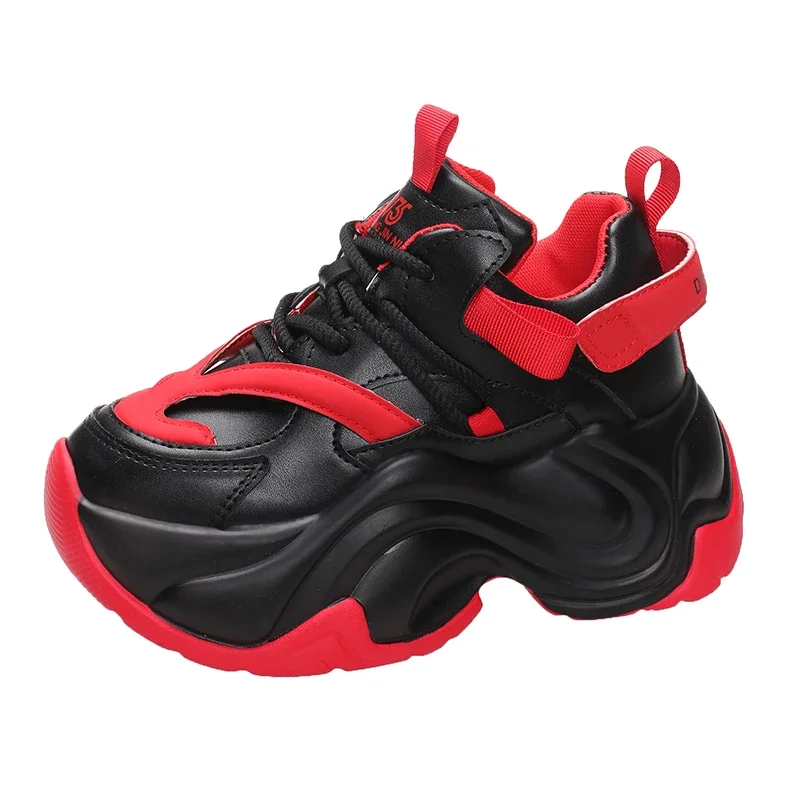 

8CM Women High Platform Sneakers 2024 New Autumn Breathable Chunky Dad Casual Shoes Thick Sole Trainers Leather Sneakers Woman