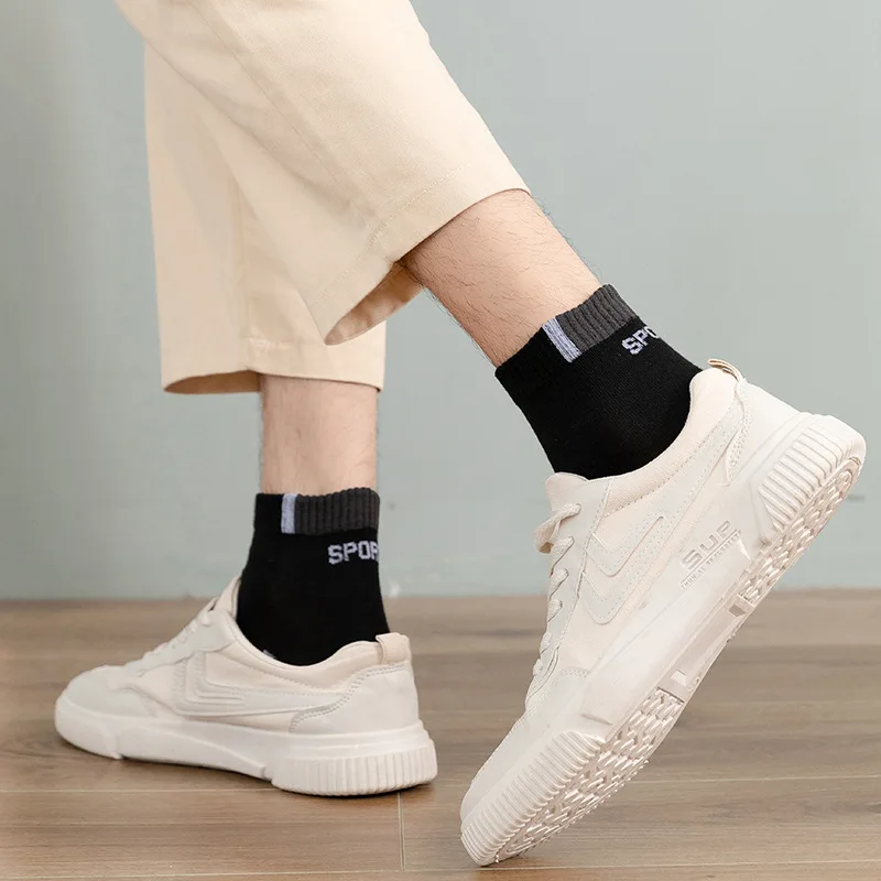 Men's Socks Cotton Summer Thin Breathable Sport Mesh Boat Socks Sweat Wicking Breathable Odor Proof Short Tube Sports Socks 1Pcs