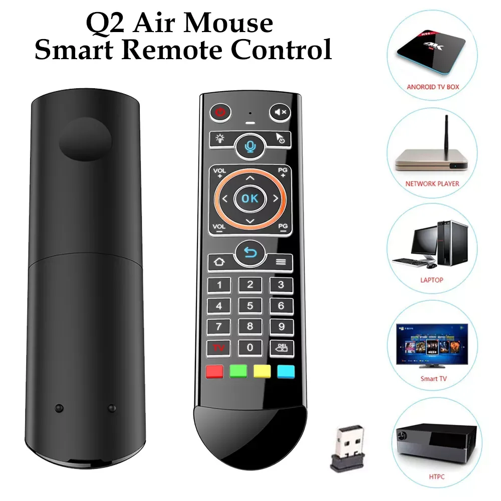 

Q2 Backlight Gyroscope Wireless Air Mouse IR Learning 2.4GHz RF Smart Voice Remote Control for Android TV Box Support Dropship