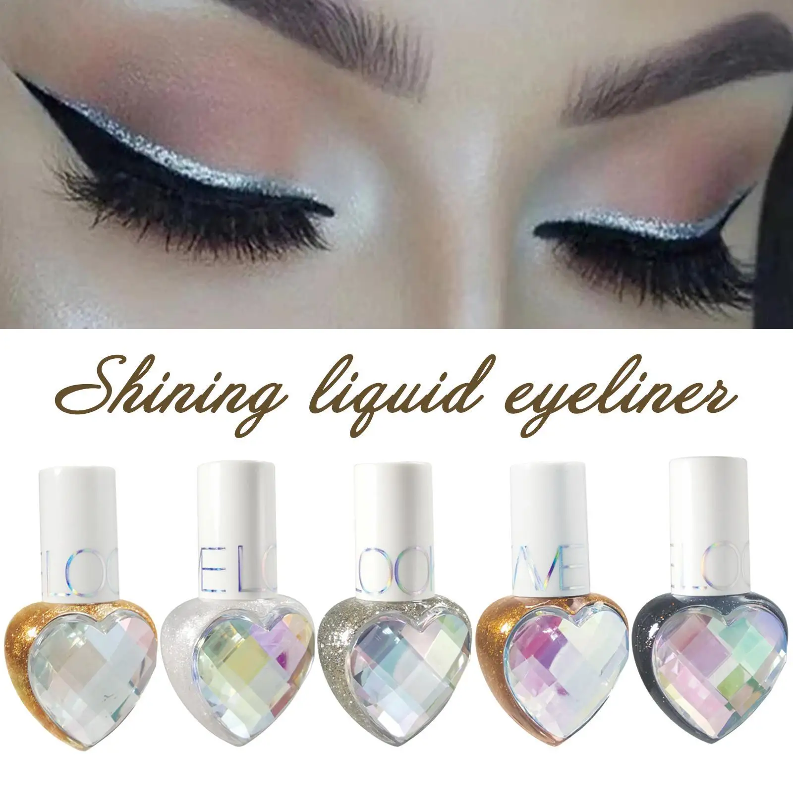 

Shiny Eye Liners Pigment Silver Rose Gold Color Liquid Glitter eyeshadow Professional Eyeliner Beauty Cosmetics Makeup for Women