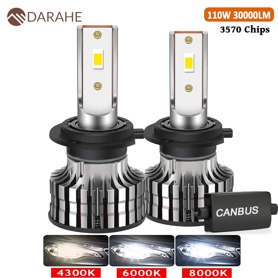 

DARAHE 30000LM 110W H1 H3 H4 H7 LED Car Headlight Canbus H8 H9 H11 9005 HB3 9006 HB4 Led Bulb Auto Lights 6000K 12V Turbo Lamp